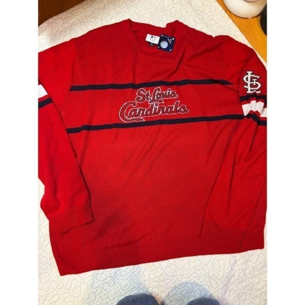 St Louis Cardinals Mens Red Knit Sweater Pullover Crew Neck Long Sleeve Size XXL